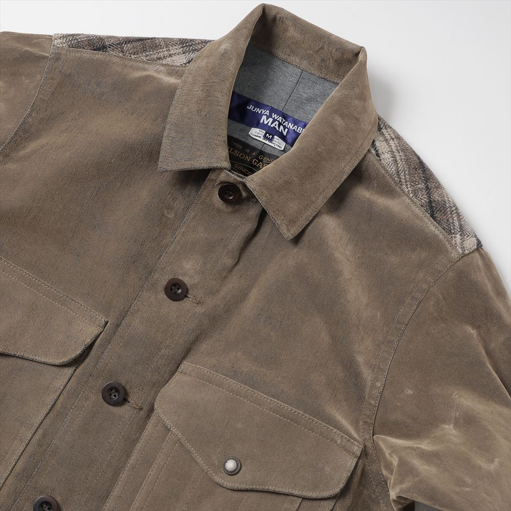 Cotton-ester flocked denim x cotton check flannel Filson double name J016