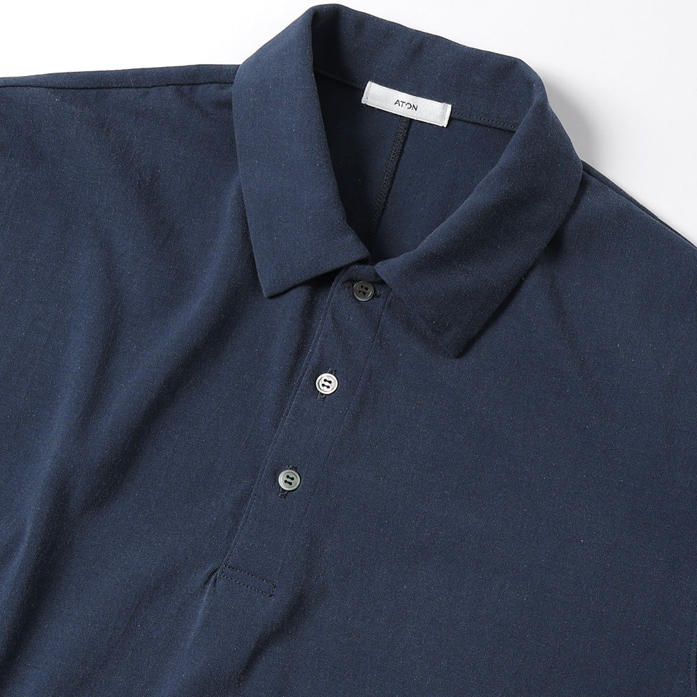 ATON FRESCA PLATE | ポロシャツ ネイビー　新品未使用　Ｌ AGING FRESCA PLATE LOOSE FIT POLO SHIRT (KKAGGM0607) | ATON
