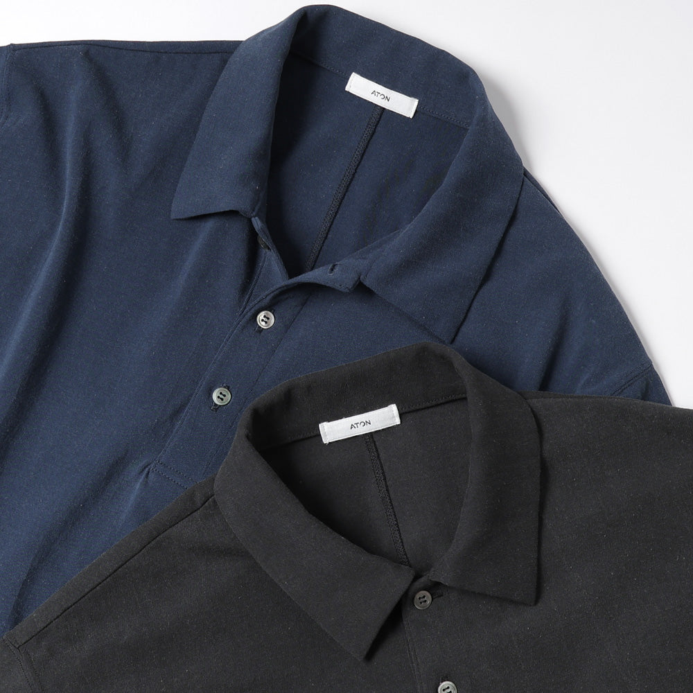 ATON AGING FRESCA PLATE ポロシャツ LOOSE FIT FRESCA KNIT | HAIF SLEEVE POLO SWEATER – ATON | エイトン