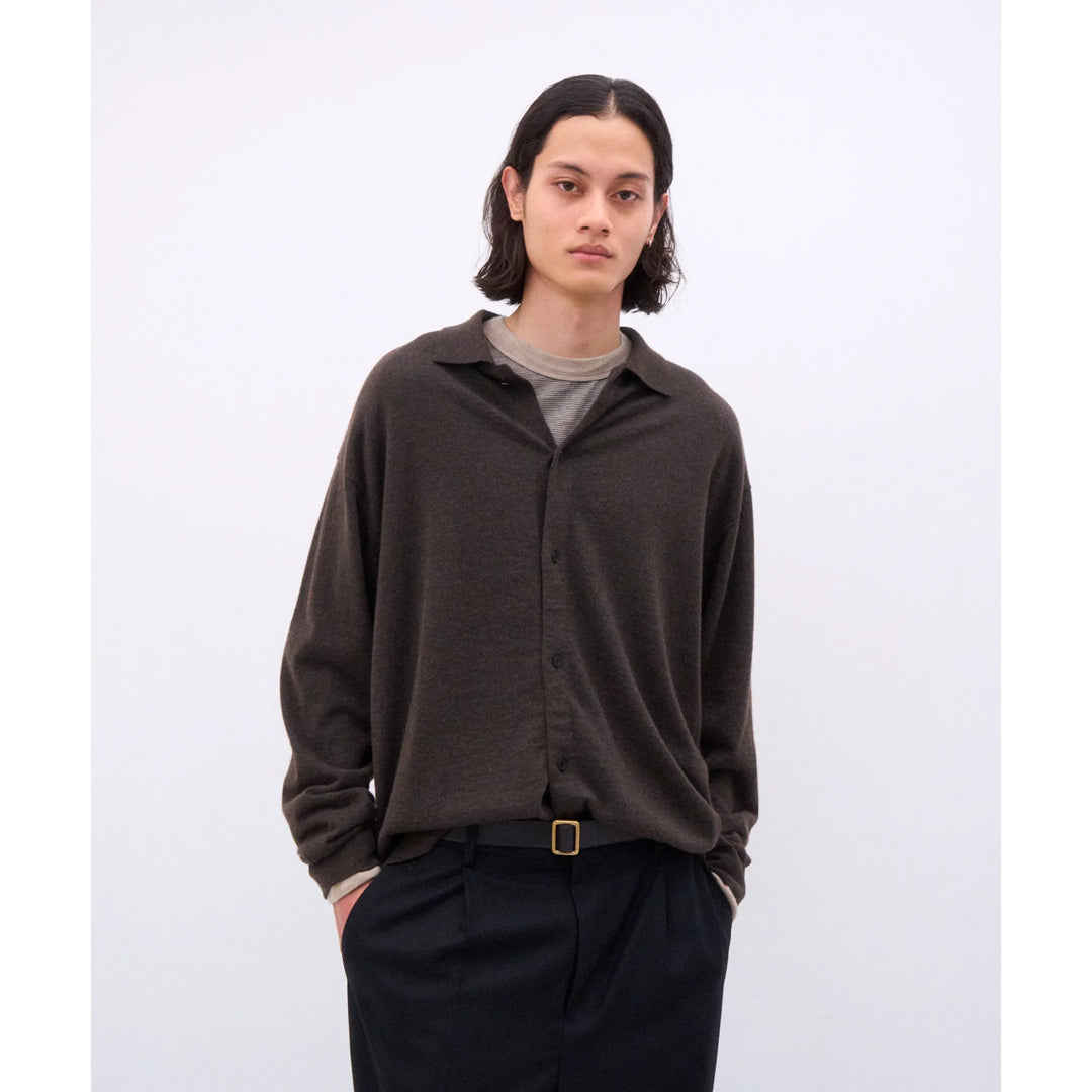 COTTON YAK KNIT POLO CARDIGAN