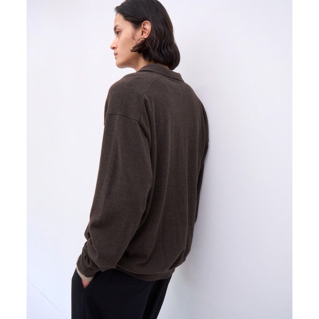 COTTON YAK KNIT POLO CARDIGAN