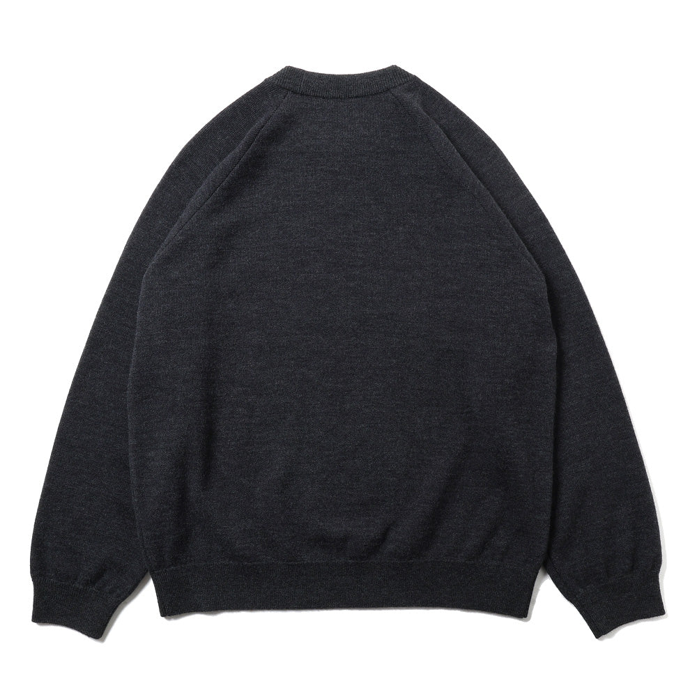 WOOL COTTON TERRY CREW-NECK SWEATER