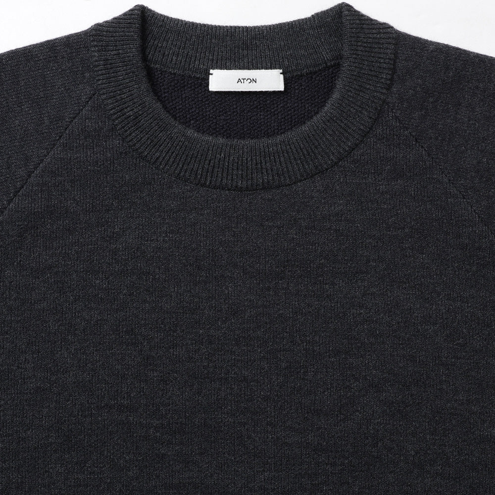 WOOL COTTON TERRY CREW-NECK SWEATER