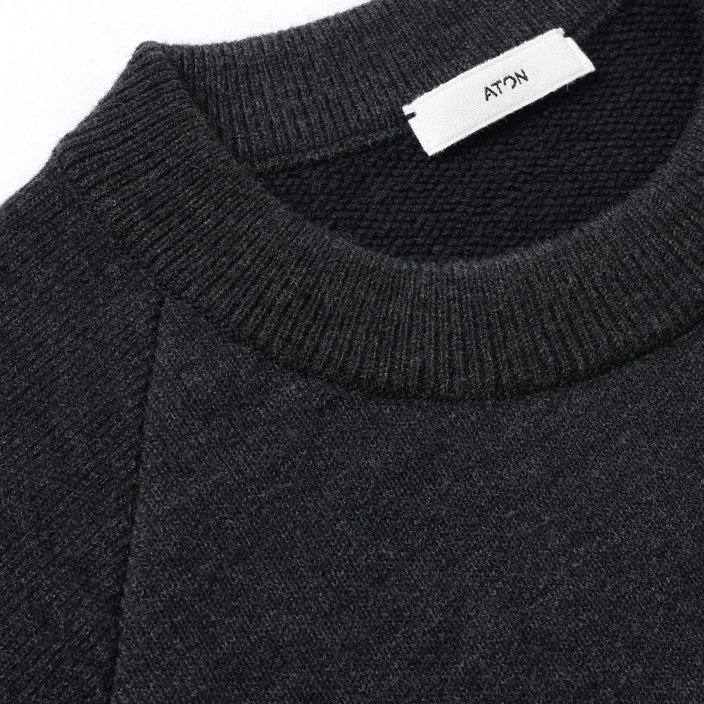 WOOL COTTON TERRY CREW-NECK SWEATER