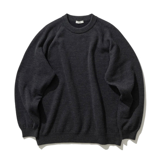 WOOL COTTON TERRY CREW-NECK SWEATER