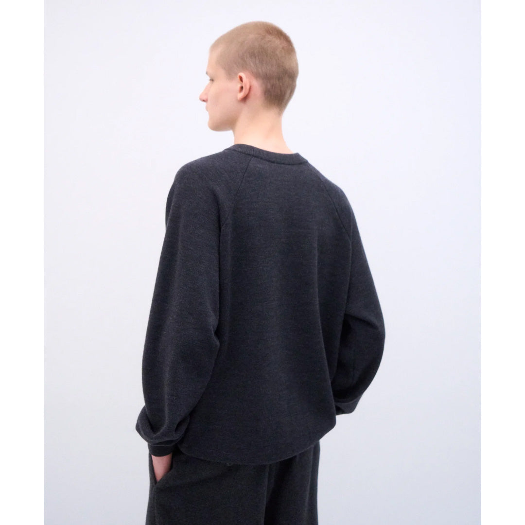 WOOL COTTON TERRY CREW-NECK SWEATER