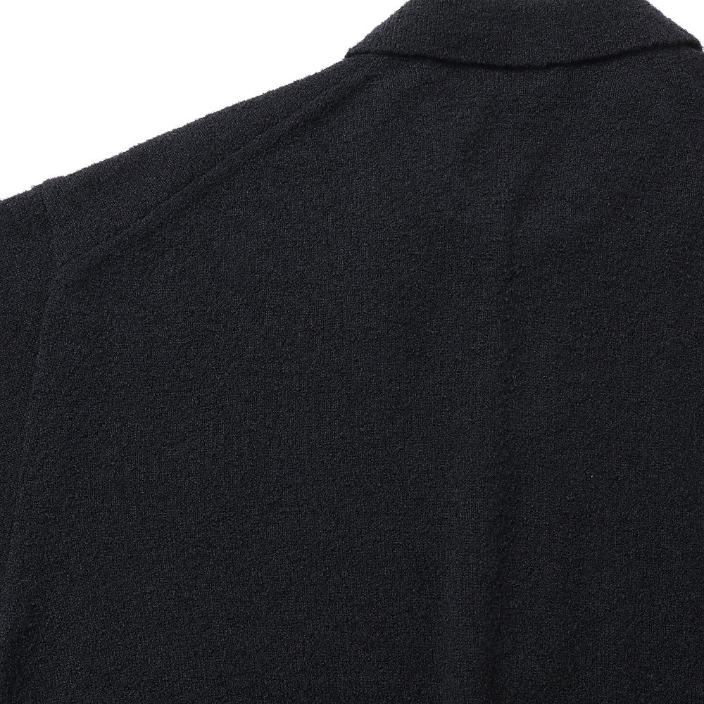 WOOL MINI BOUCLE ZIP UP POLO SWEATER