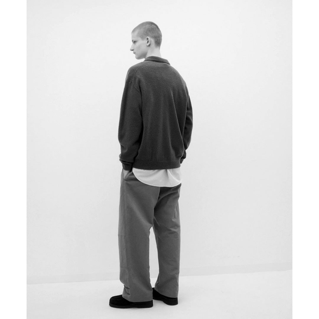 WOOL MINI BOUCLE ZIP UP POLO SWEATER