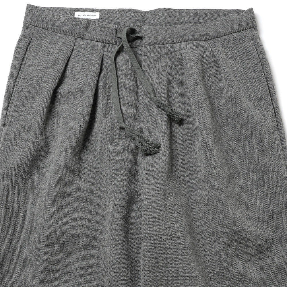 Wool Herringbone Easy Trousers