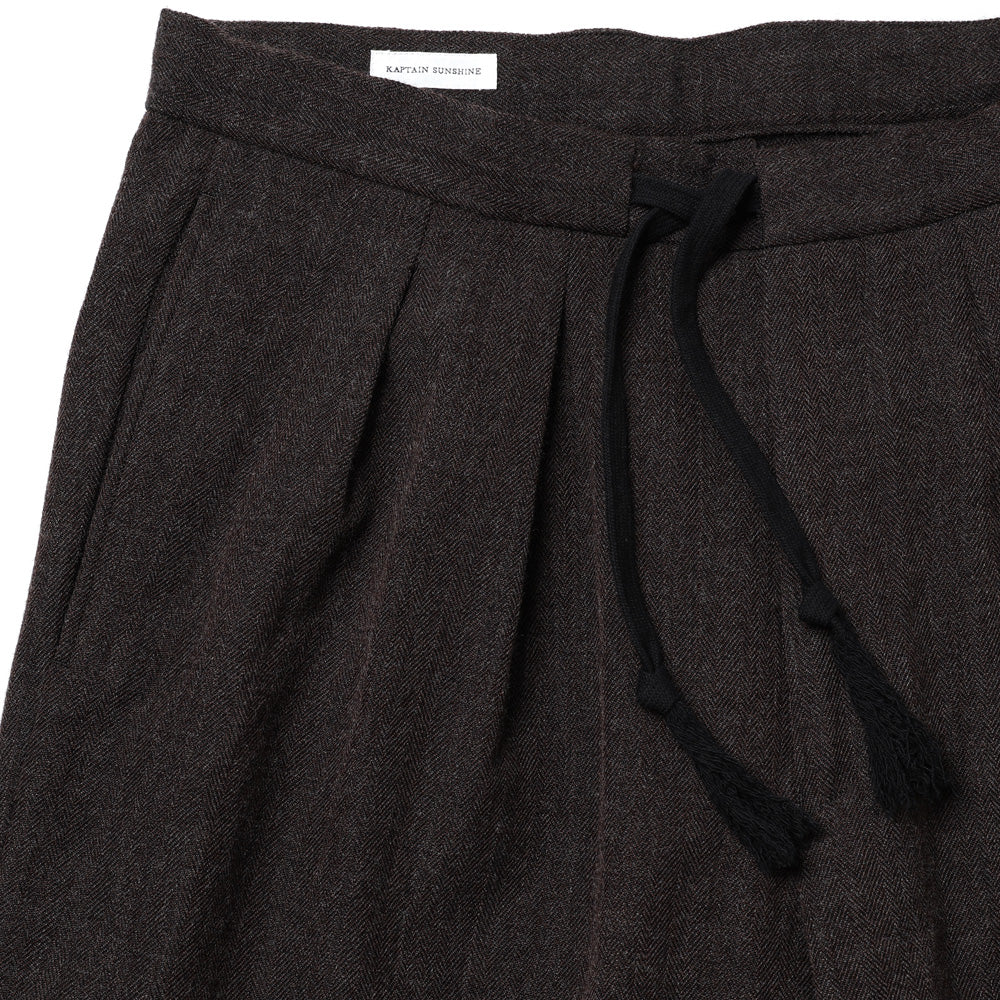 Wool Herringbone Easy Trousers