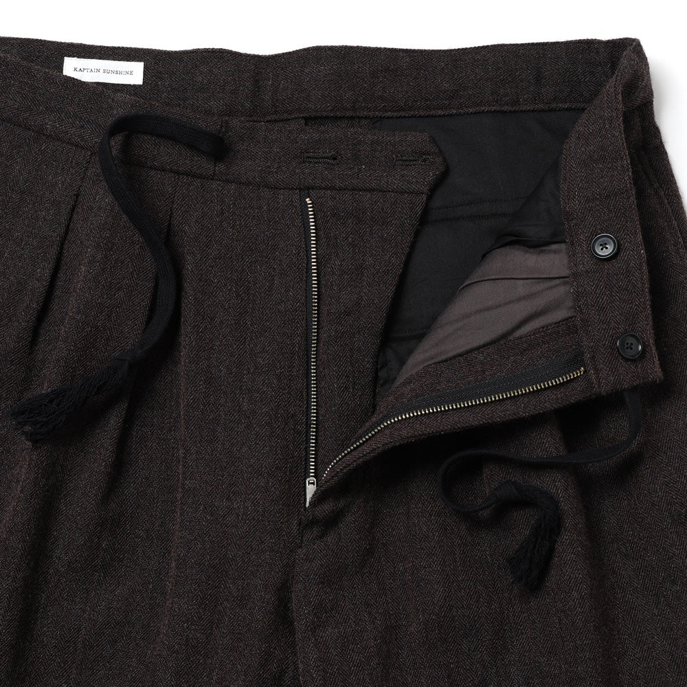 Wool Herringbone Easy Trousers