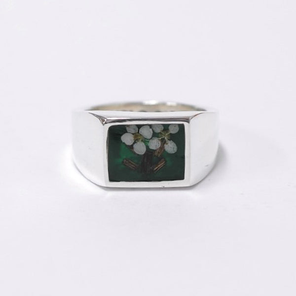 Signet Ring with Flower / Green