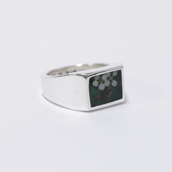 Signet Ring with Flower / Green