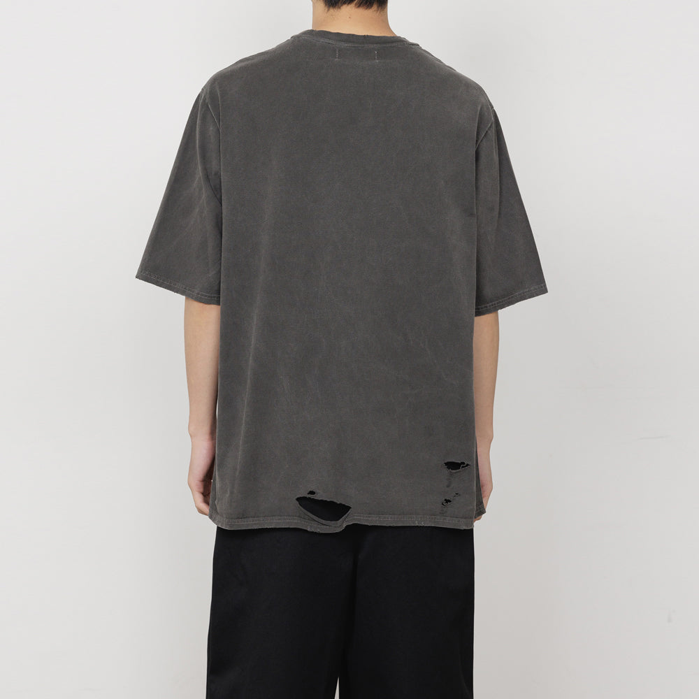 CREW NECK DAMADED TEE ORGANIC COTTON