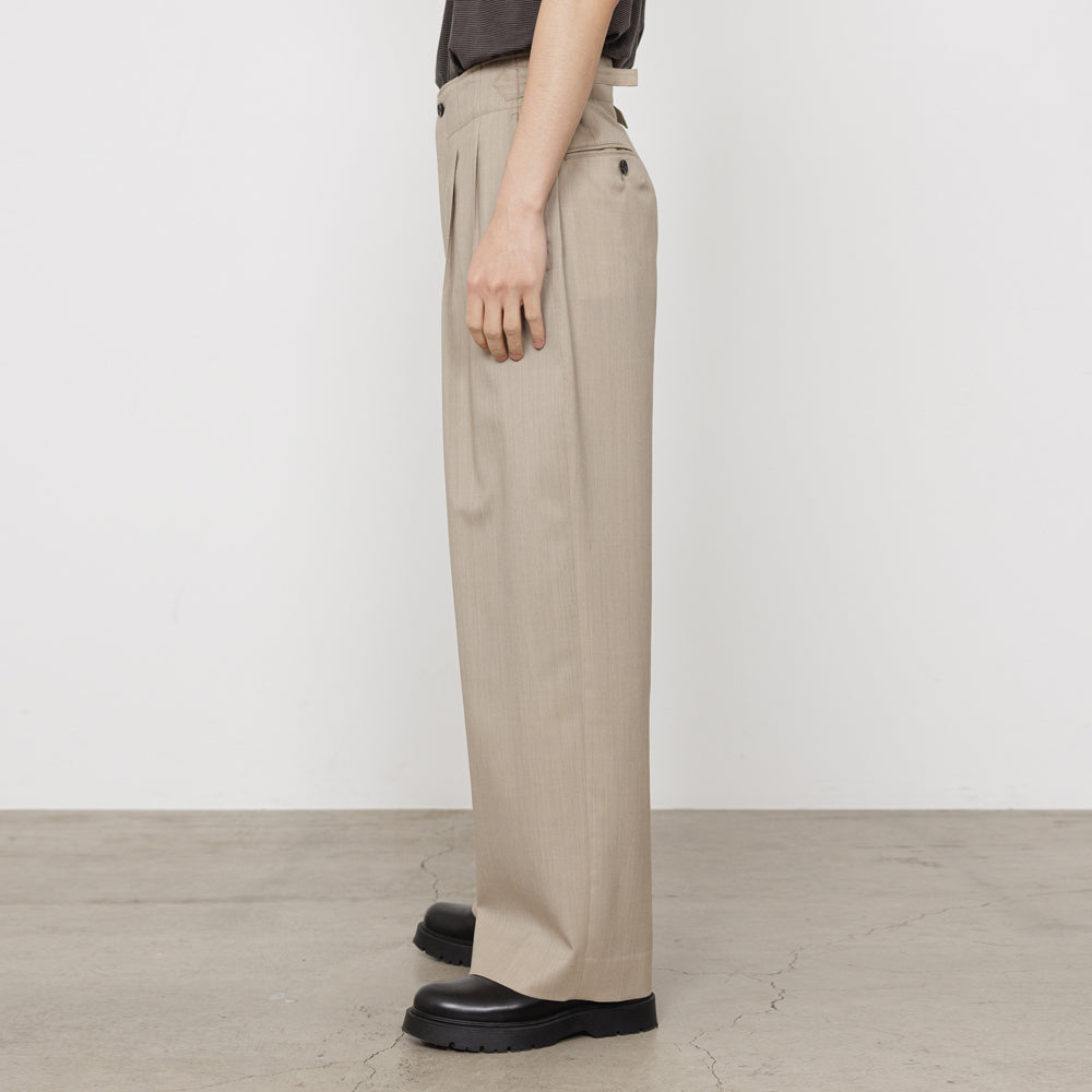 TWO TUCK MILITARY TROUSERS WOOL TROPICAL MELANGE