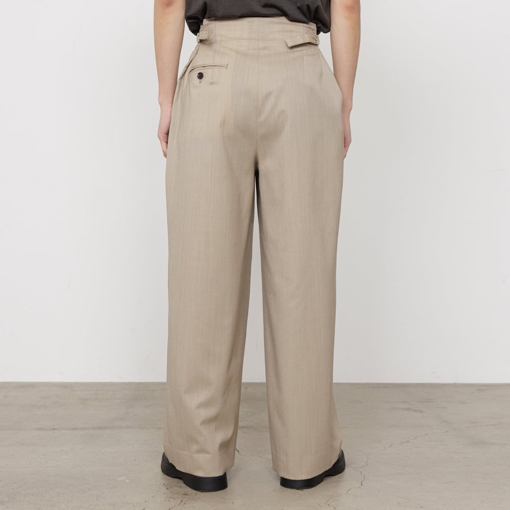 TWO TUCK MILITARY TROUSERS WOOL TROPICAL MELANGE