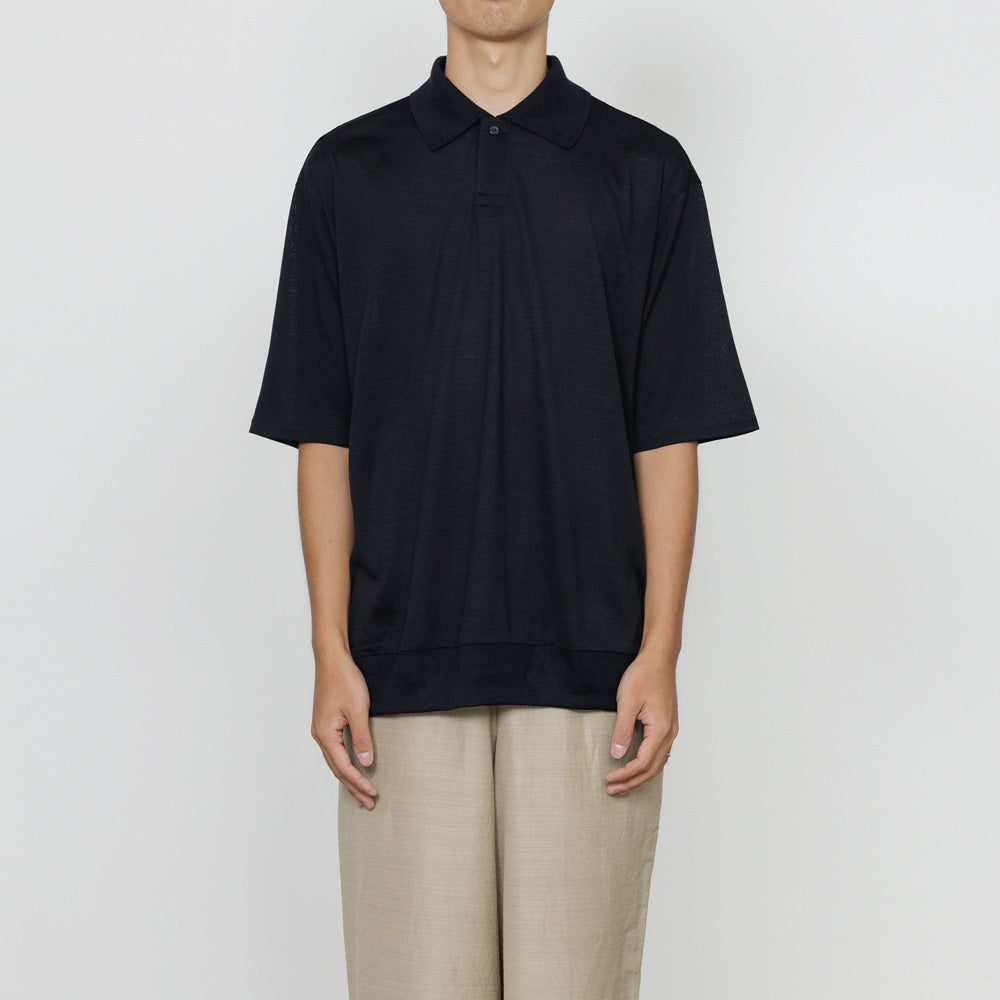 ONE BUTTON POLO TEE S/S SUPER120s WASHABLE WOOL