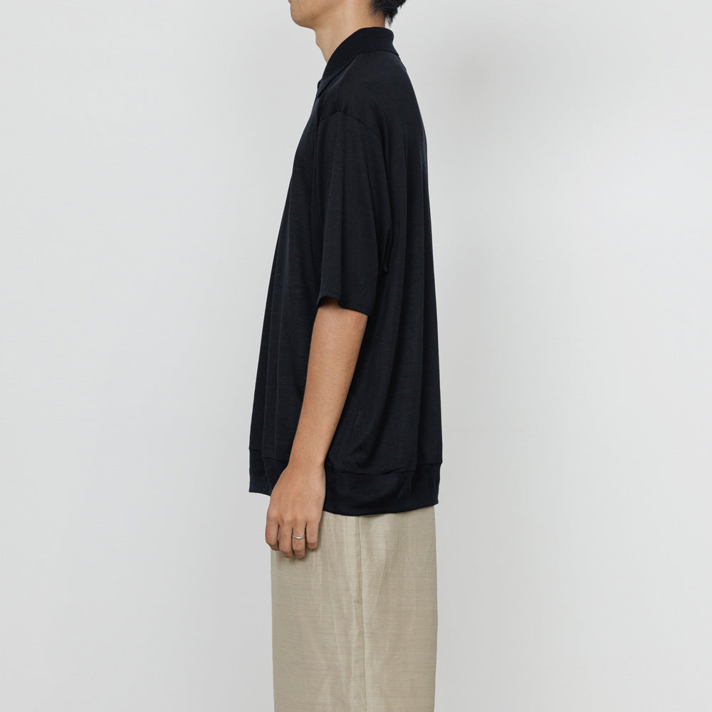 ONE BUTTON POLO TEE S/S SUPER120s WASHABLE WOOL