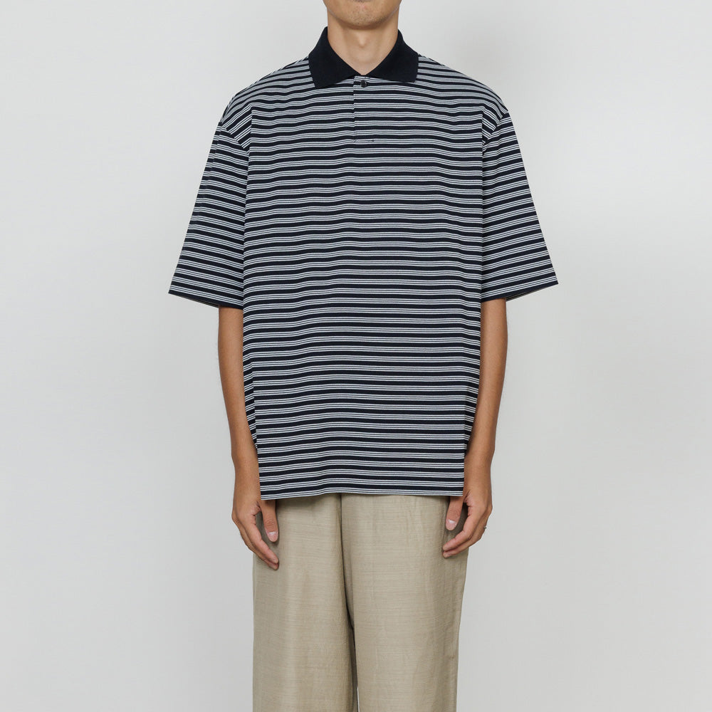 ONE BUTTON POLO S/S TEE ORGANIC COTTON HIGH TWISTED PIQUE