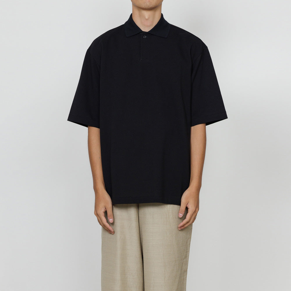 ONE BUTTON POLO S/S TEE ORGANIC COTTON HIGH TWISTED PIQUE