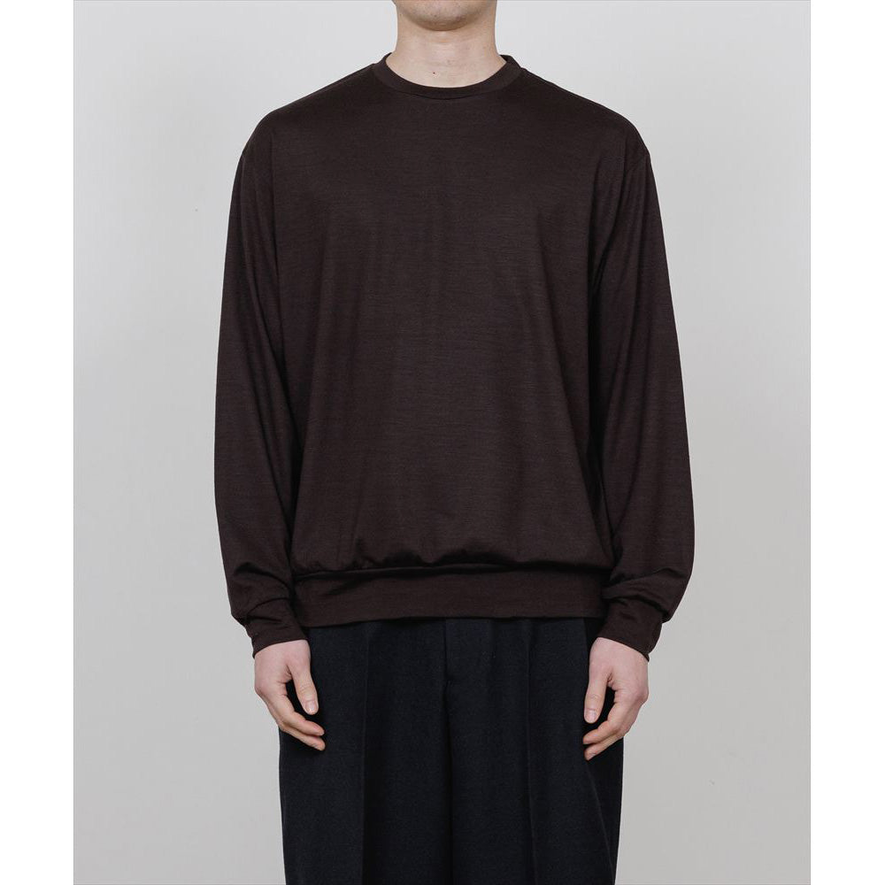 CREW NECK L/S TEE SUPER100s WASHABLE WOOL JERSEY