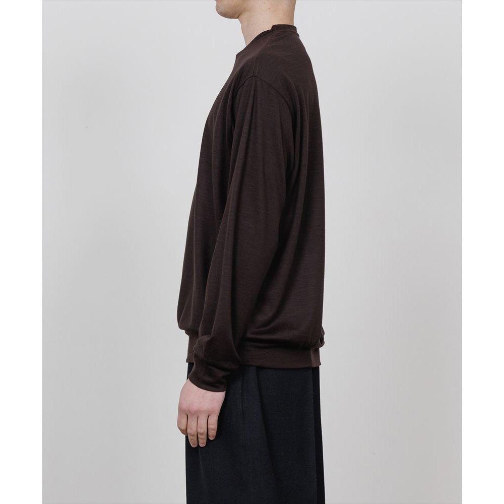 CREW NECK L/S TEE SUPER100s WASHABLE WOOL JERSEY