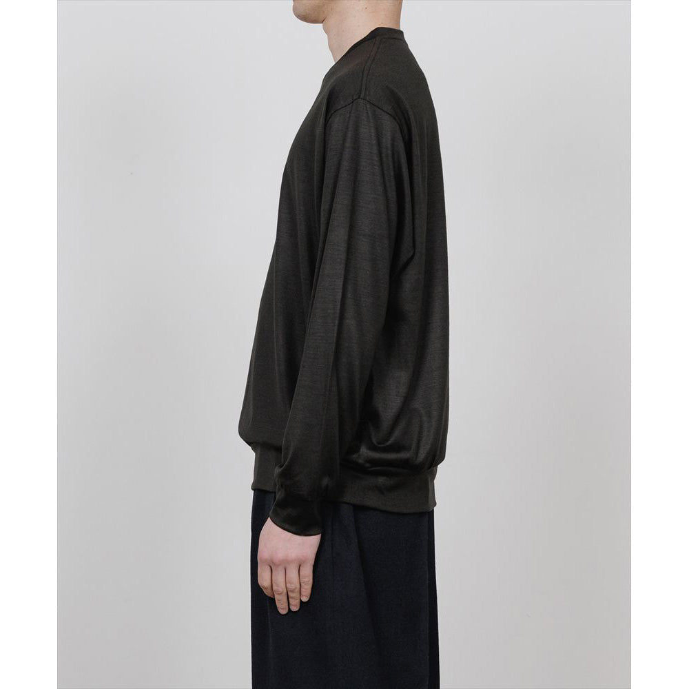 CREW NECK L/S TEE SUPER100s WASHABLE WOOL JERSEY