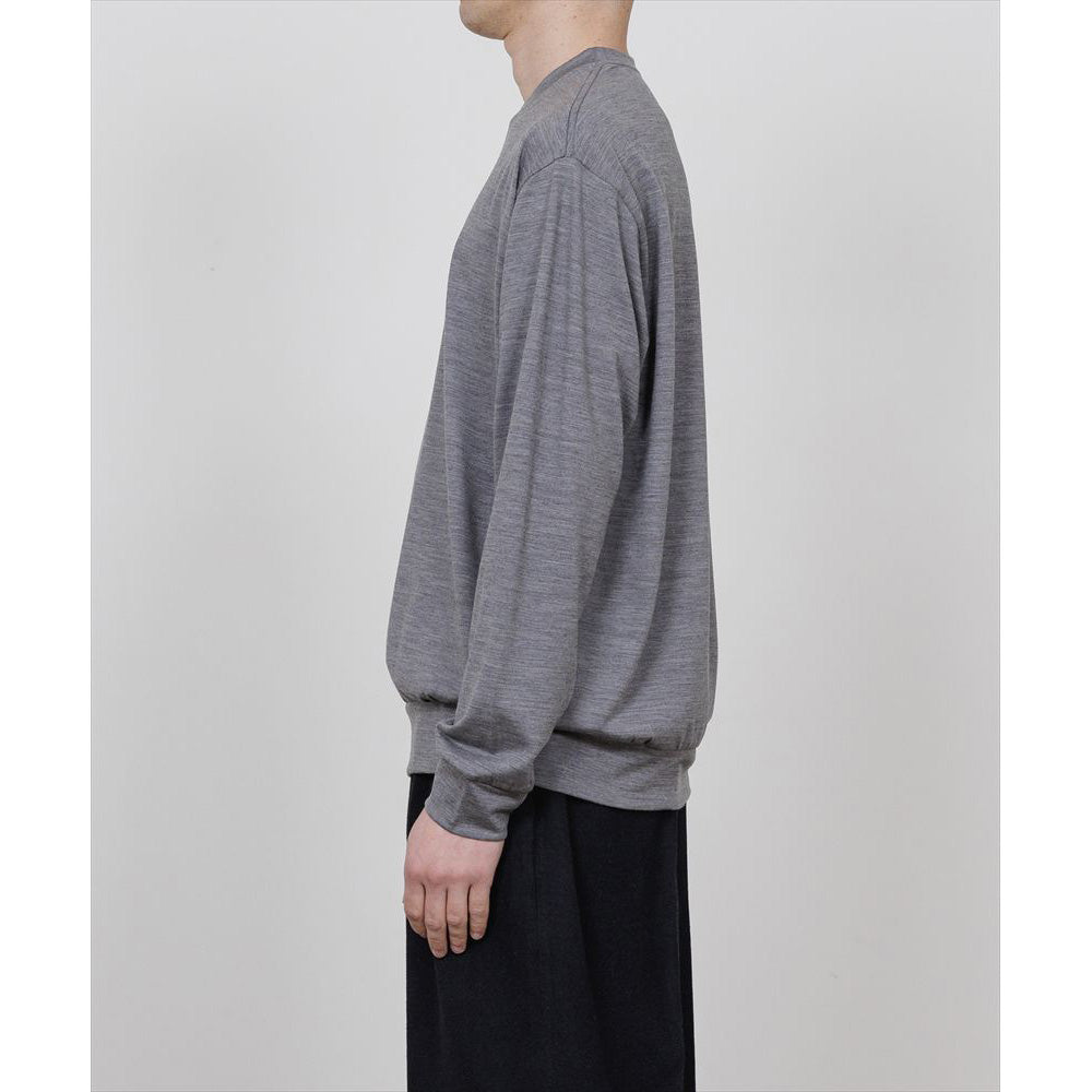 CREW NECK L/S TEE SUPER100s WASHABLE WOOL JERSEY