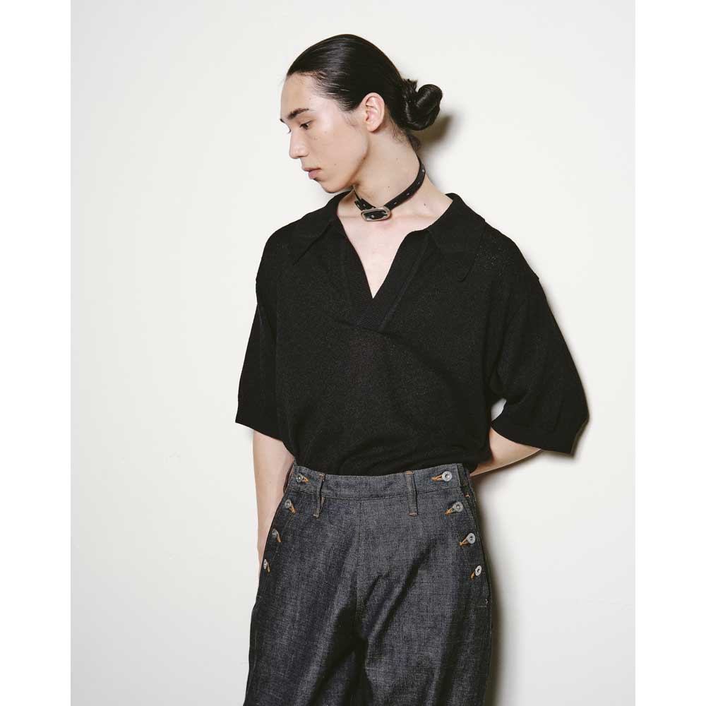 【BOK PLACE】Peach brushed black blue wide denim pt XL Size TUCKED DENIM WIDE PANTS – YZ