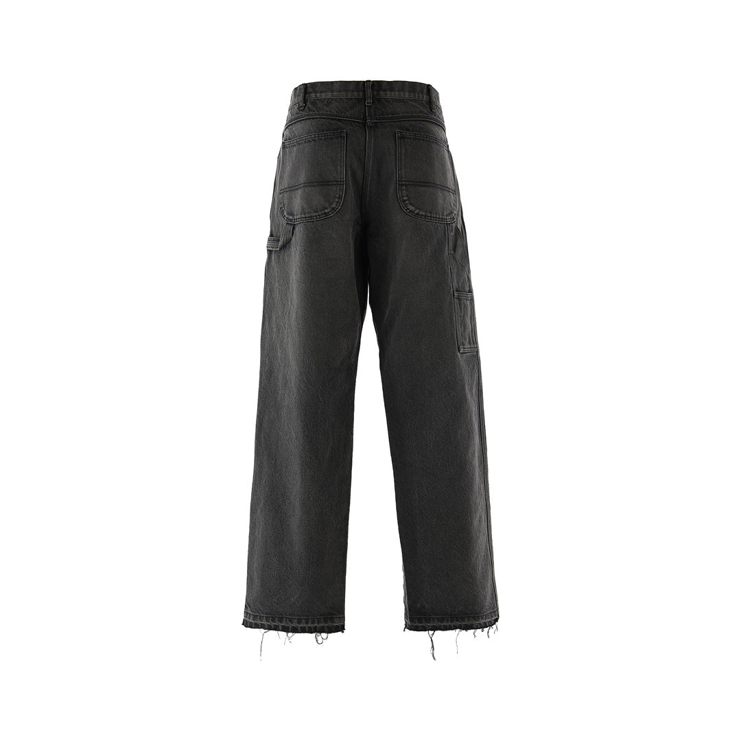 BLACK DENIM PAINTER PANTS