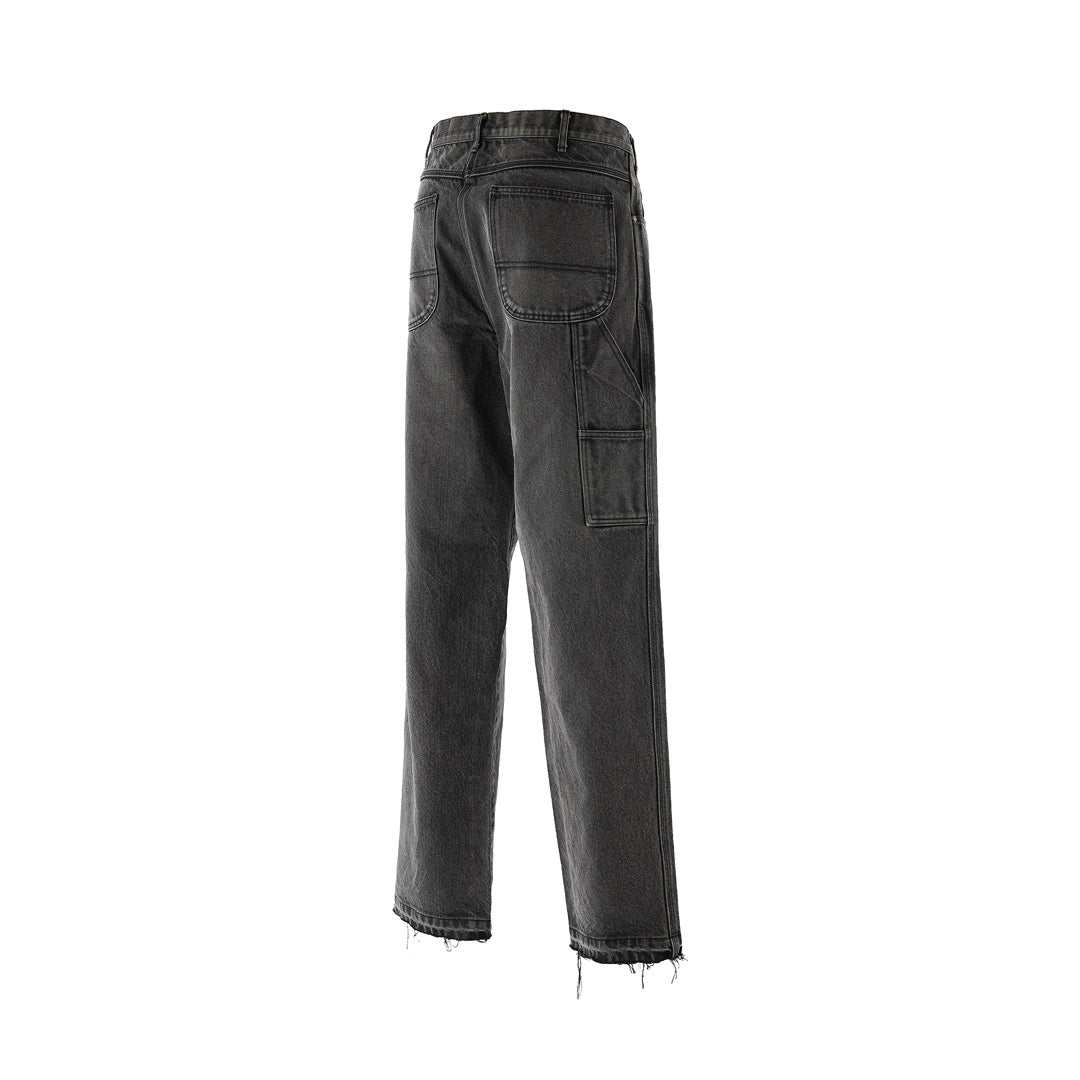 BLACK DENIM PAINTER PANTS