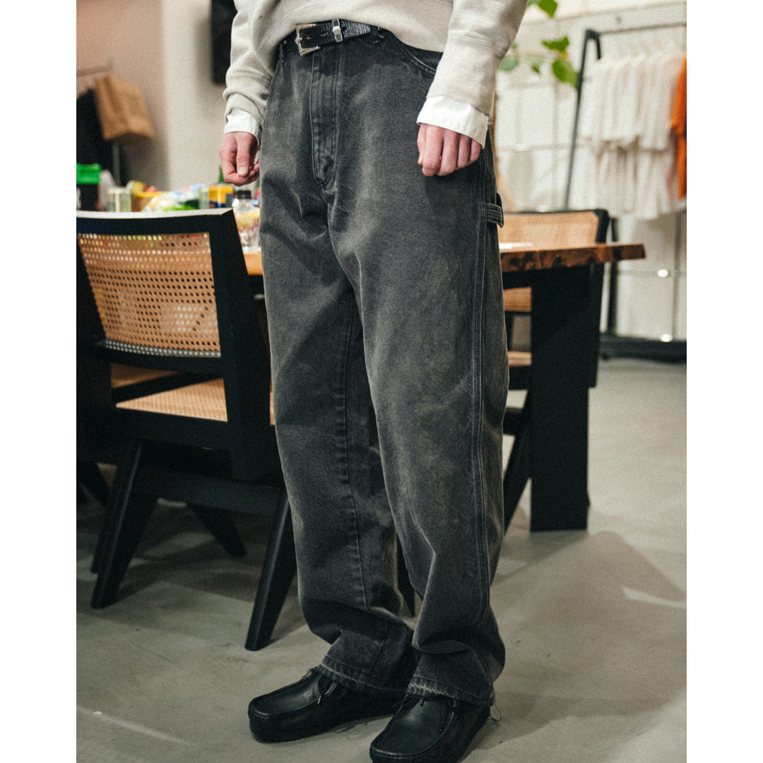 BLACK DENIM PAINTER PANTS