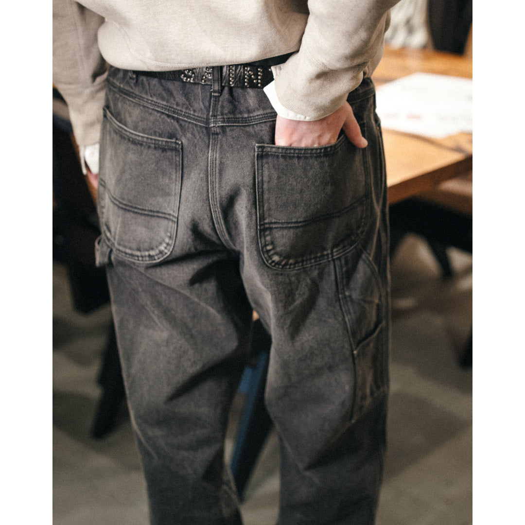 BLACK DENIM PAINTER PANTS
