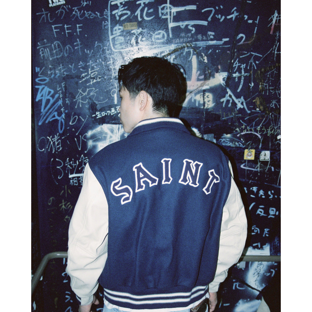 ©SAINT Mxxxxxx_Golden Bear Sportswear VARSITY JKT Sared Heart (NY/WHT)