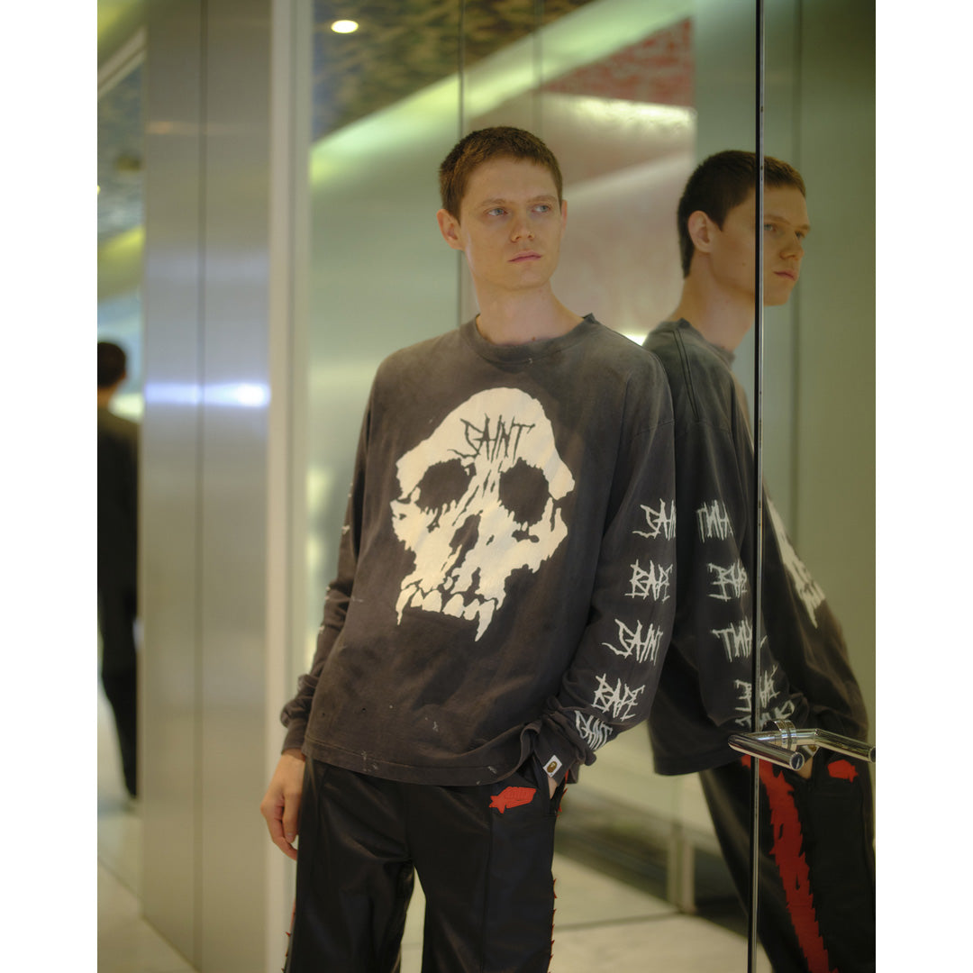 ©SAINT Mxxxxxx_BAPE® LS T-SHIRT SKULL