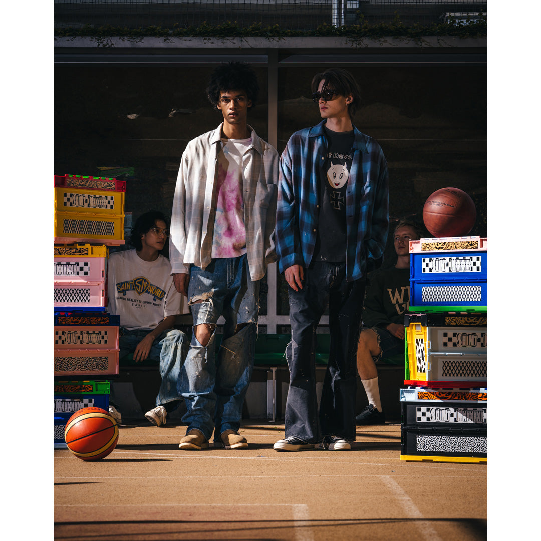 Saint Mxxxxxx (セントマイケル) RAYON SHIRT (CHECK) BLUE SM-MK8
