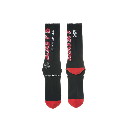 SOCKS/SAINT BLACK×RED