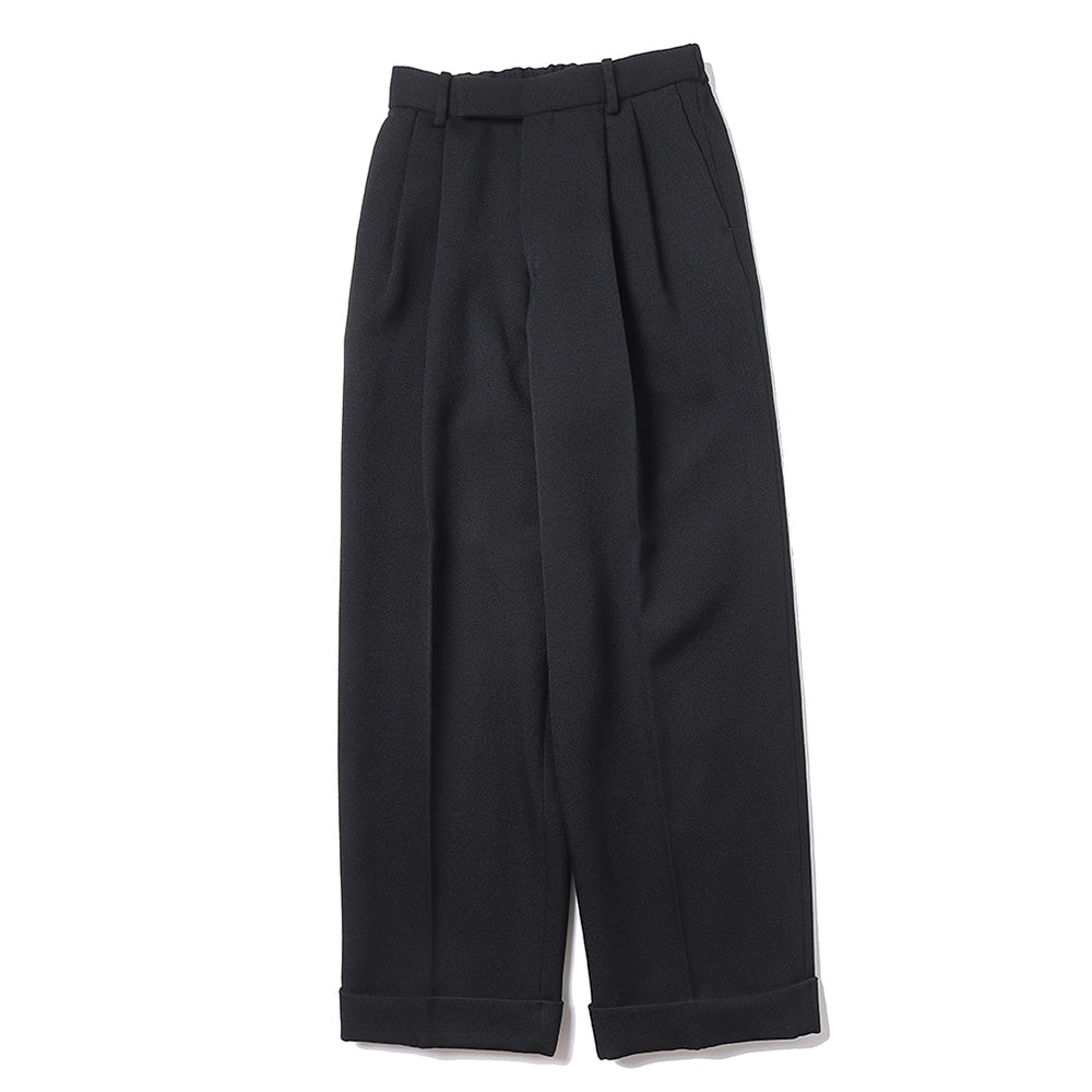 DOUBLE PLEATED CLASSIC WIDE TROUSERS ORGANIC WOOL TAXEED CLOTH