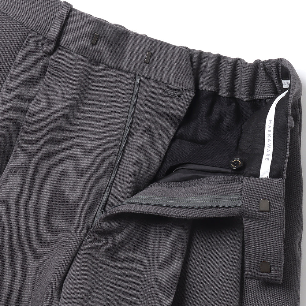 DOUBLE PLEATED CLASSIC WIDE TROUSERS ORGANIC WOOL TAXEED CLOTH