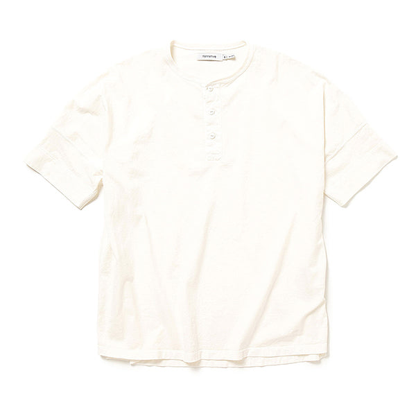 CLERK S/S HENLEY NECK TEE COTTON PIQUE OVERDYED