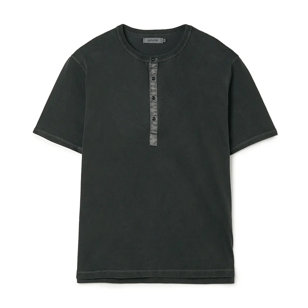DWELLER S/S HENRY NECK TEE COTTON JERSEY PIGMENT DYE
