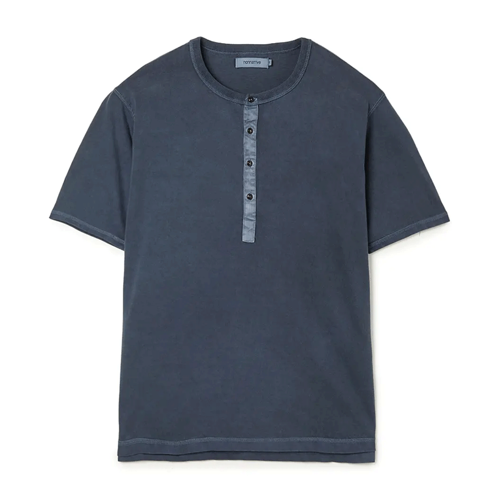 DWELLER S/S HENRY NECK TEE COTTON JERSEY PIGMENT DYE