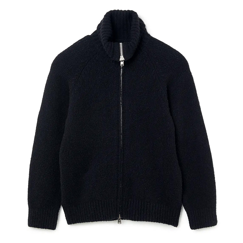 HIKER HIGH NECK ZIP BLOUSON WOOL BOUCLE KNIT