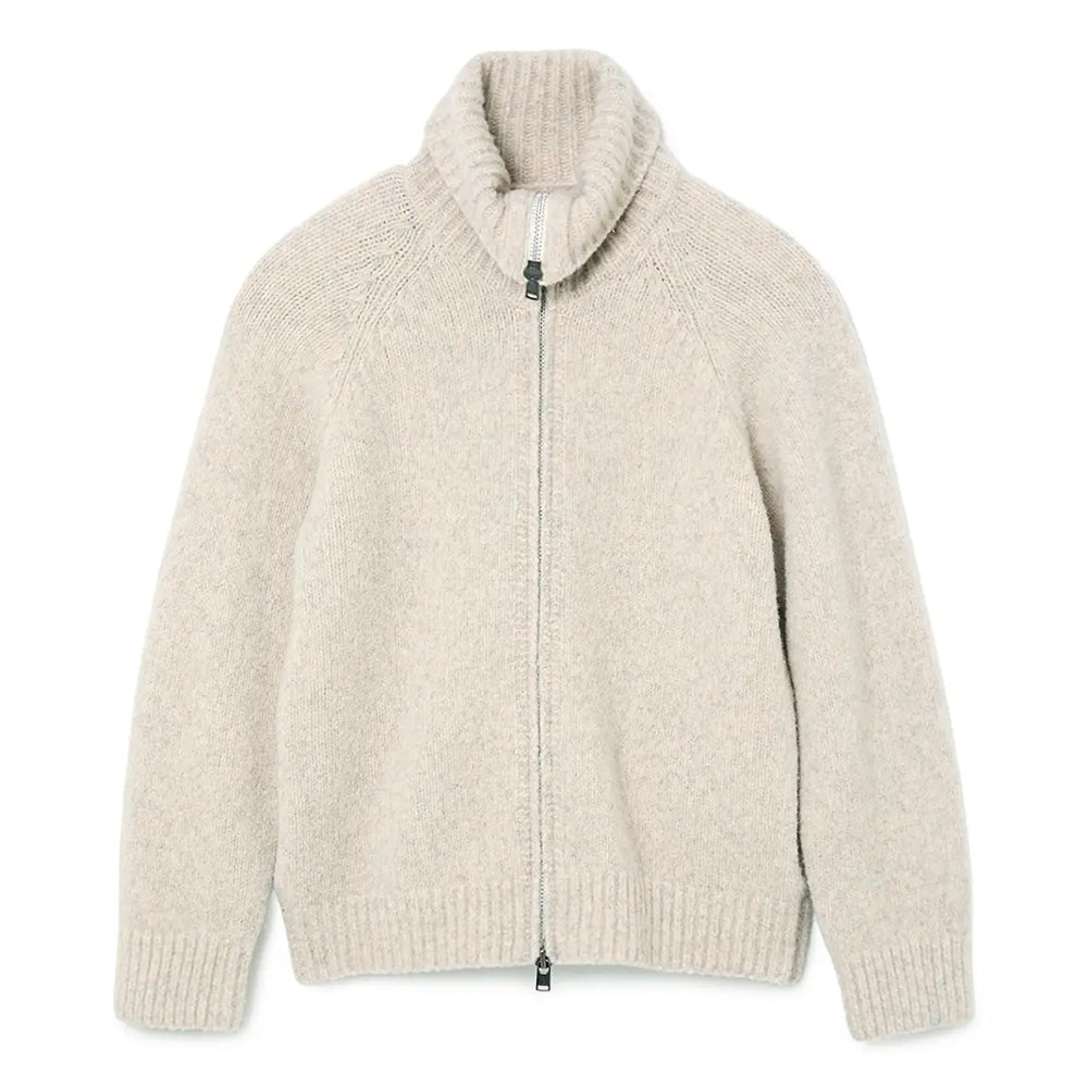 HIKER HIGH NECK ZIP BLOUSON WOOL BOUCLE KNIT