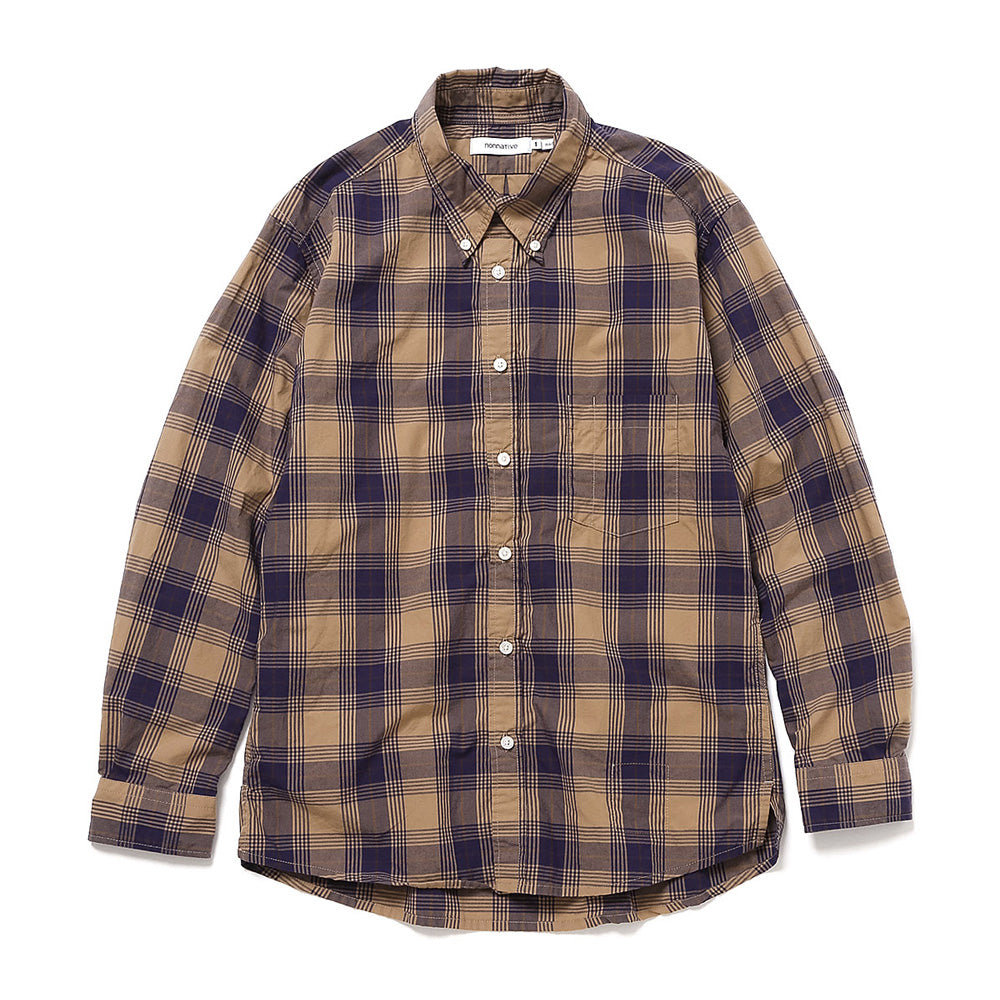 DWELLER L/S B.D. SHIRT COTTON TYPEWRITER TARTAN CHECK