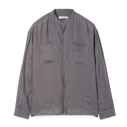 OFFICER STAND COLLAR L/S SHIRT LINEN CANVAS