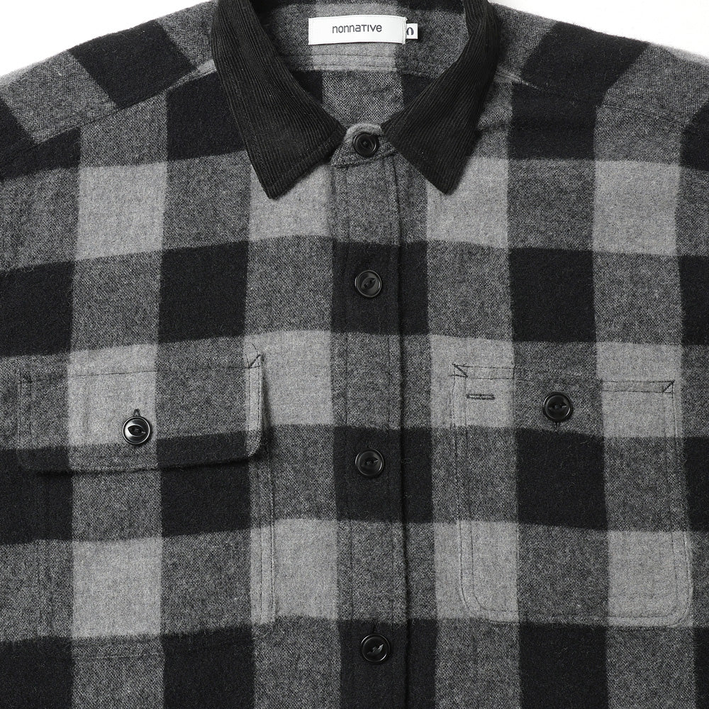 WORKER SHIRT JACKET WOOL NYLON BUFFALO CHECK