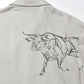 Original Print Open Collar Shirt (Animal Drawing) Long-Sleeve
