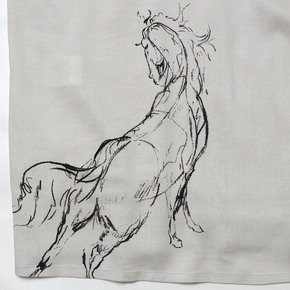 Original Print Open Collar Shirt (Animal Drawing) Long-Sleeve