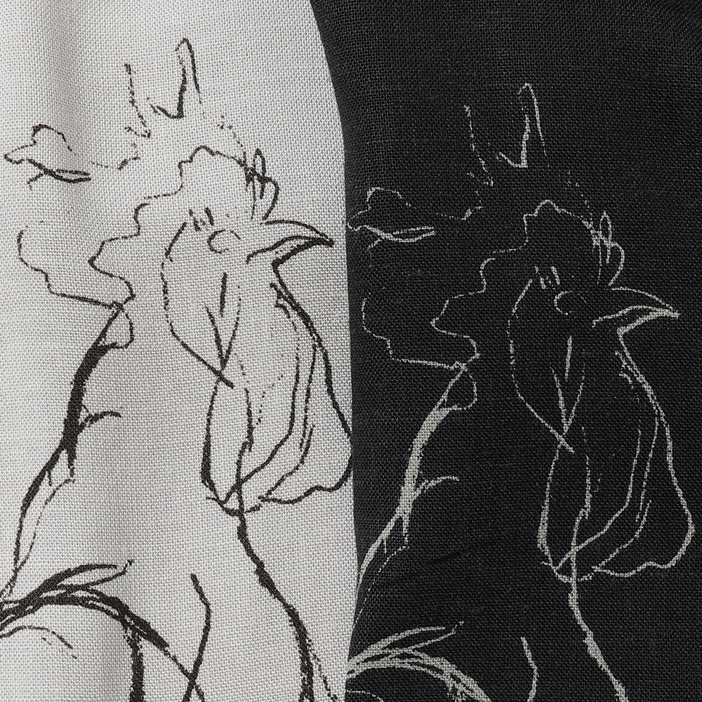 Original Print Open Collar Shirt (Animal Drawing) Long-Sleeve